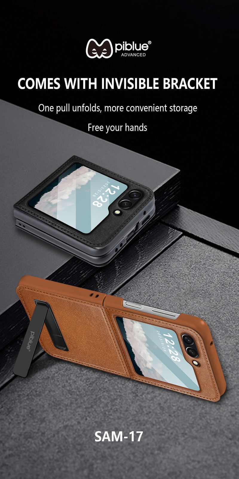Z Flip 5 smart PC Leather case new design (1 pc)