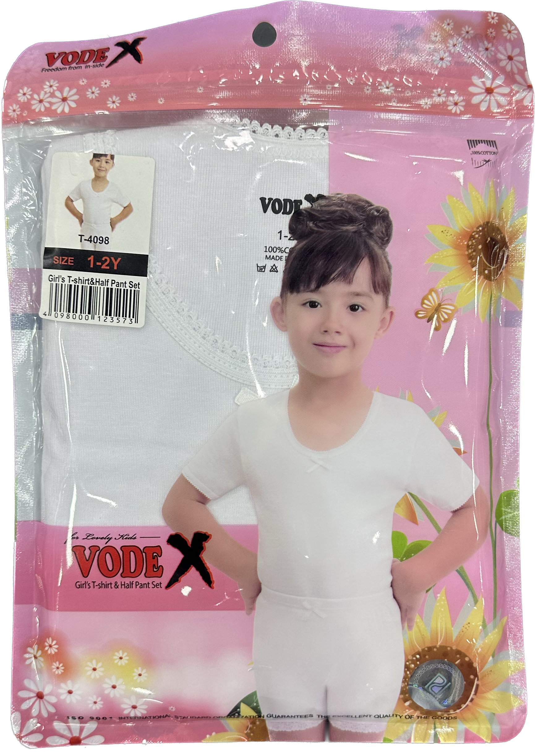 VODEX Girls T-shirt and half pants Set - Underwear white wholesale 12 pcs - carton