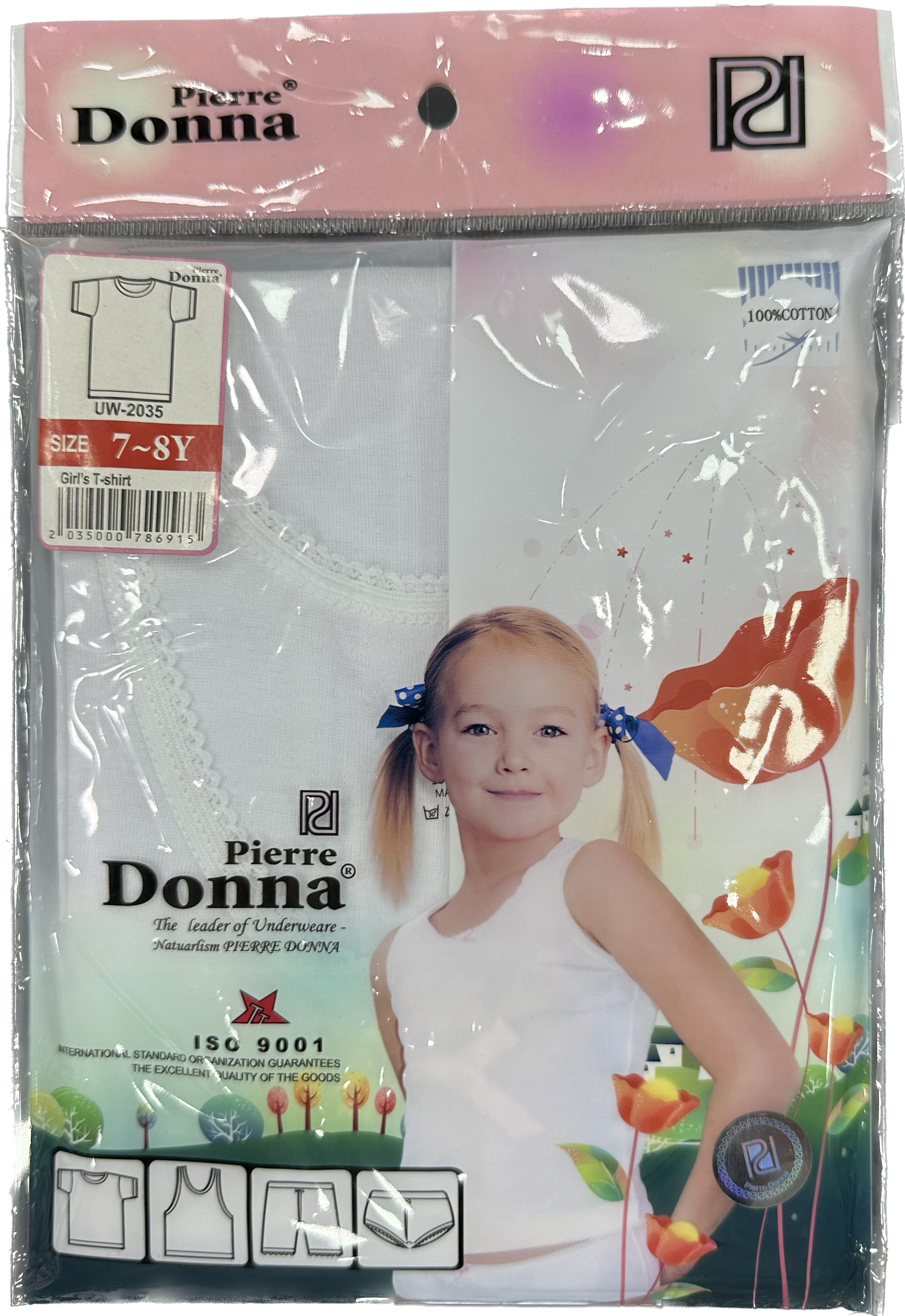 Pierre Donna Girls T-shirt - Underwear white wholesale 12 pcs - carton