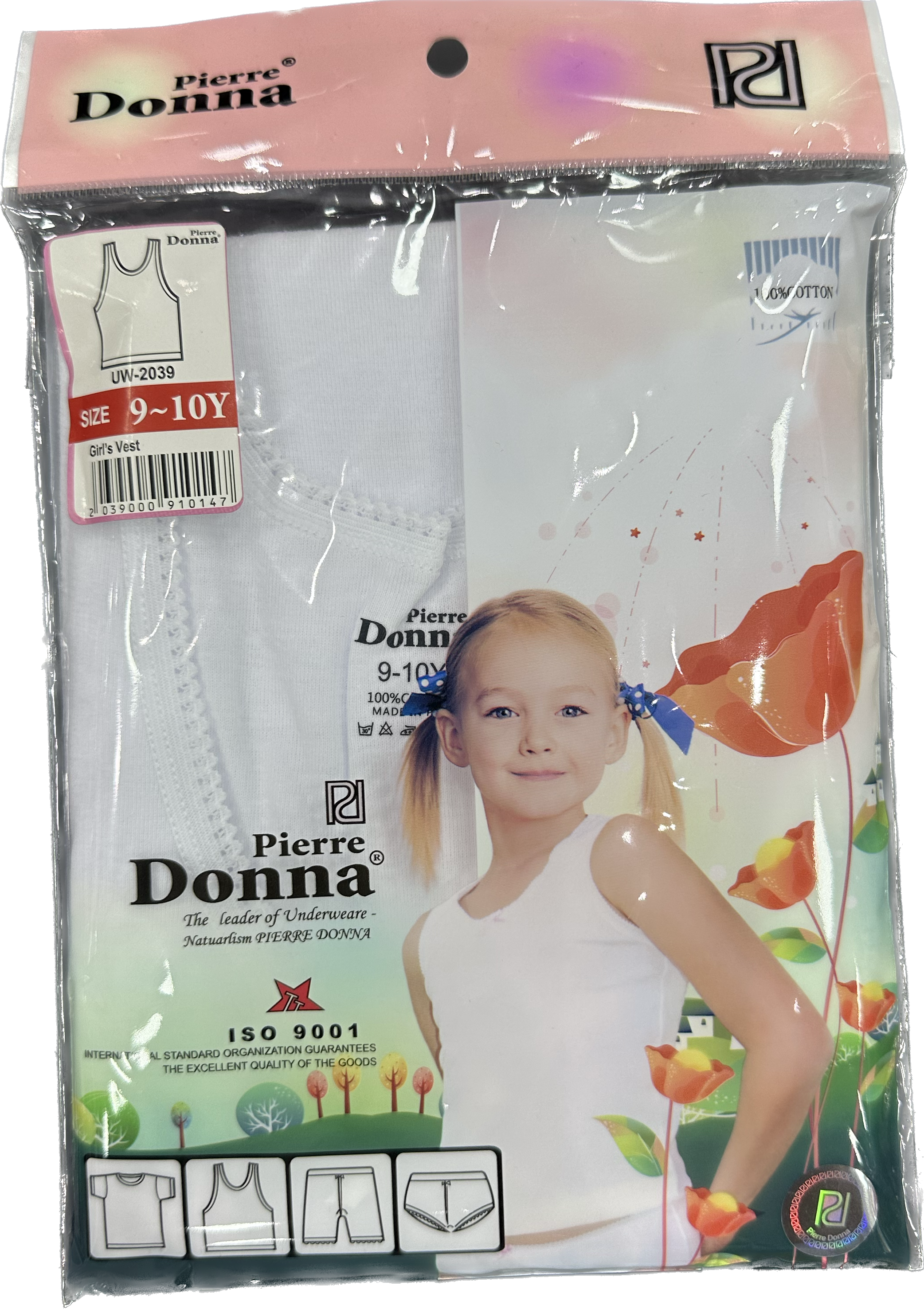 Pierre Donna Girls Vest- Underwear white wholesale 12 pcs - carton