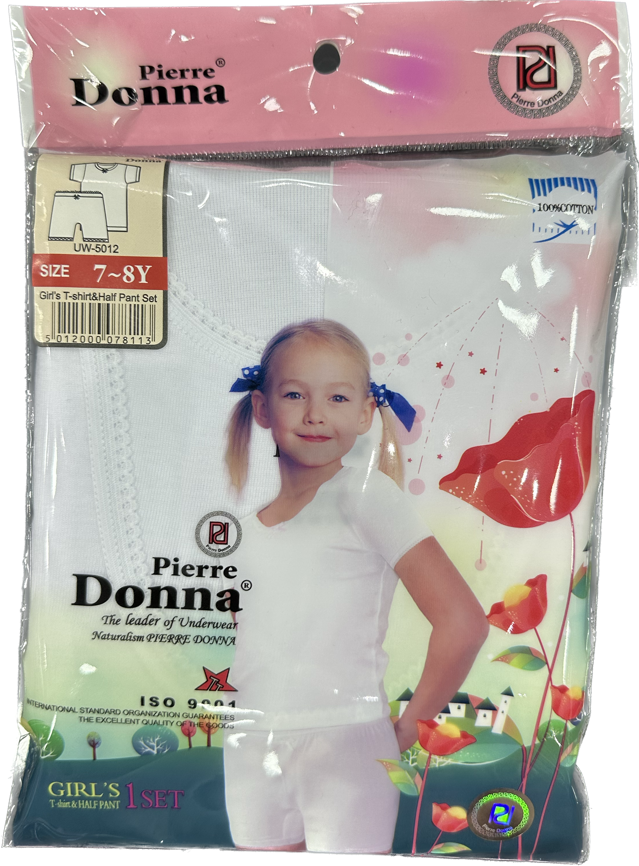 Pierre Donna Girls T-shirt and half pant set- Underwear set white wholesale 12 pcs - carton