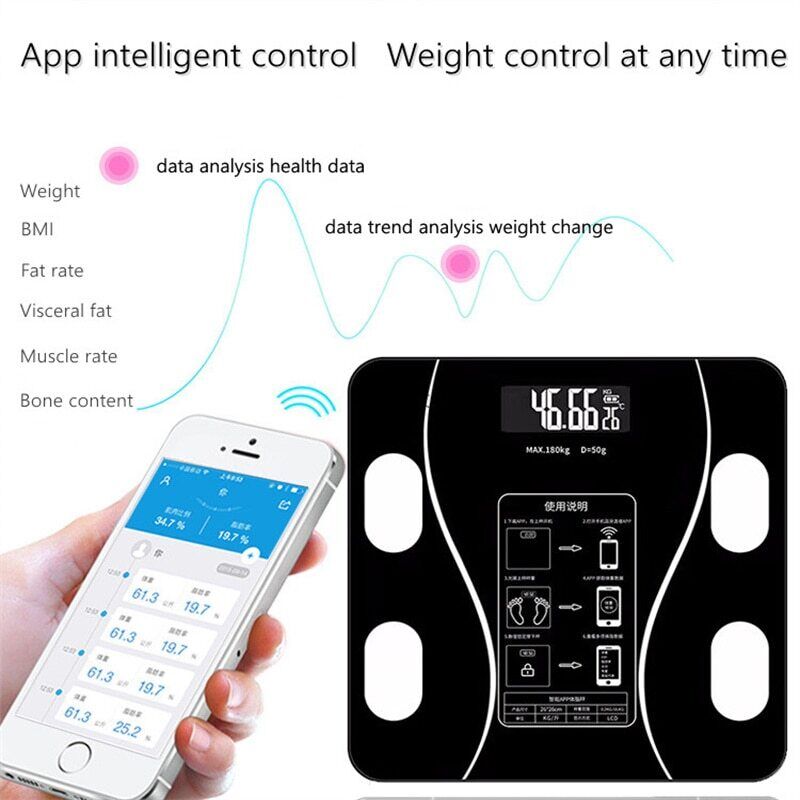 Smart Digital Scale for bathroom wireless connection with android and IOS