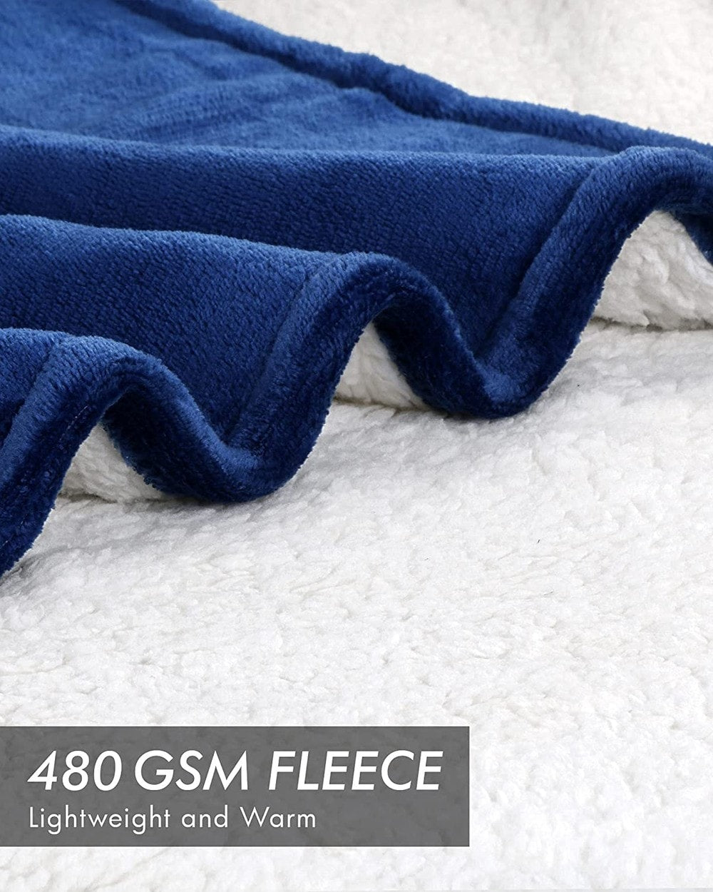 Sherpa Throw Blankets - King Size Cozy & Warm (Navy Blue)