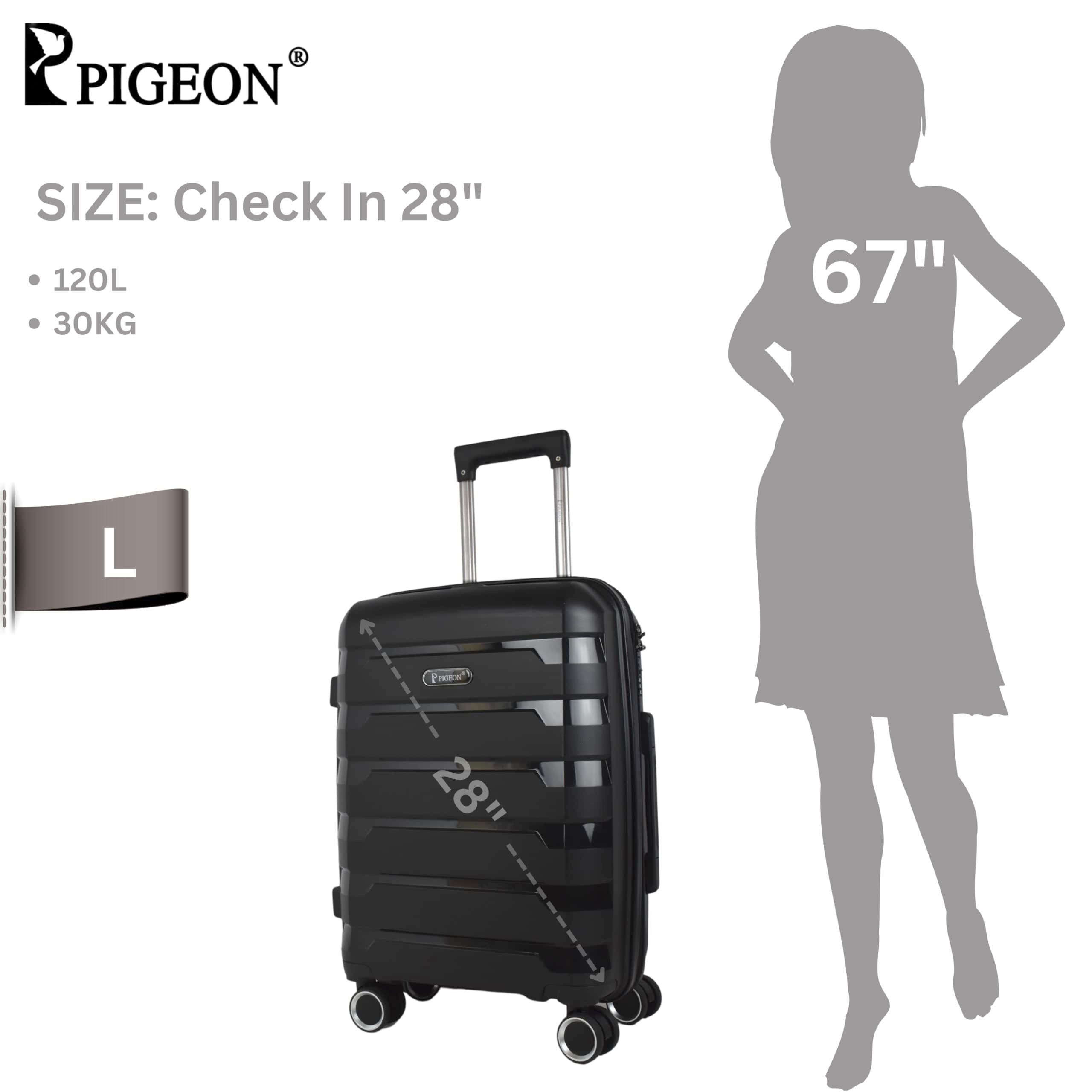 Pigeon hardshell28 inches trolley medium bag Poly propylene Set of 28 inches