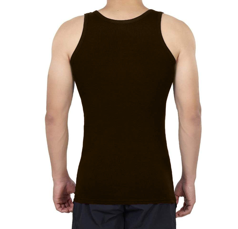 Men's Undershirts Vest 4 pieces SETS, Soft and Breathable underwear (Dark Brown)