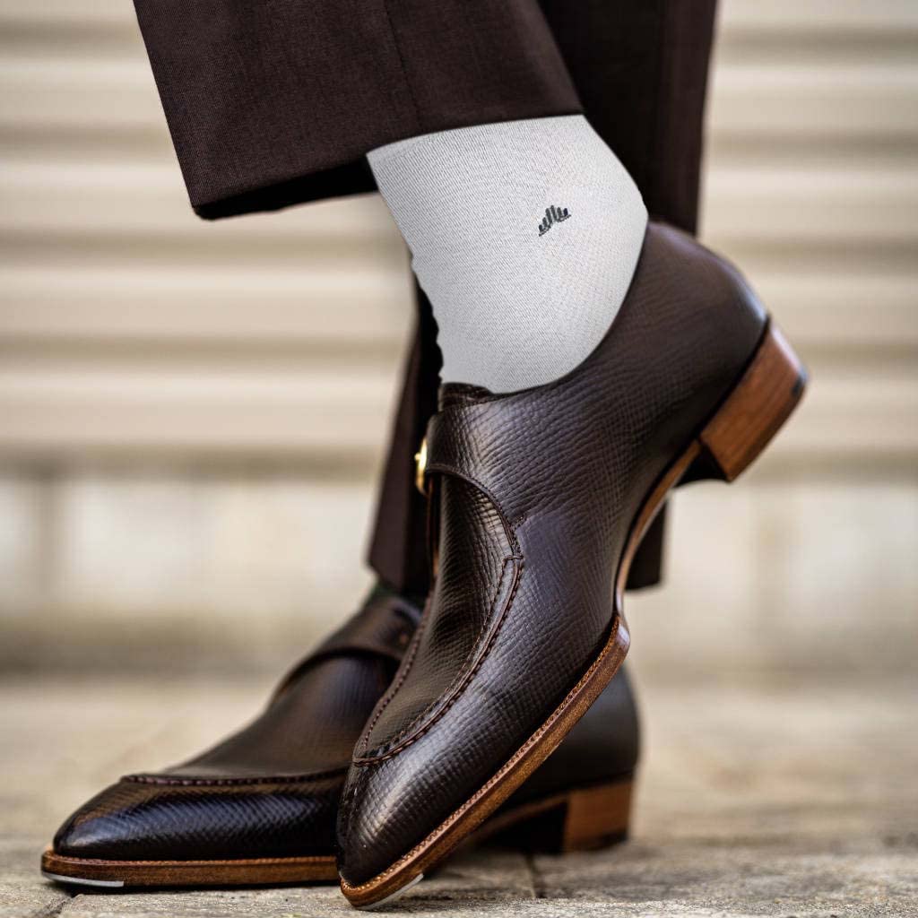 KAMI® Men Bamboo Dress Socks, Business Casual Formal shoe socks [4 pairs, White Color]