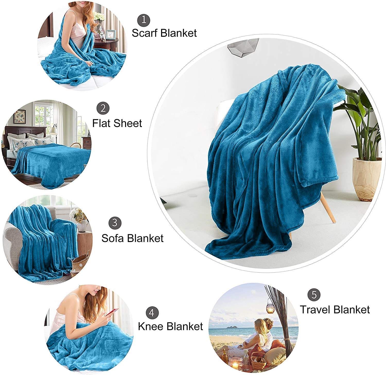 Throws blanket King size fleece flannel Blanket (Turquoise)-Pierre Donna-blanket,double blanket,feels,flannel,fleece,soft,thermal,this,throws,warm,warmth,with