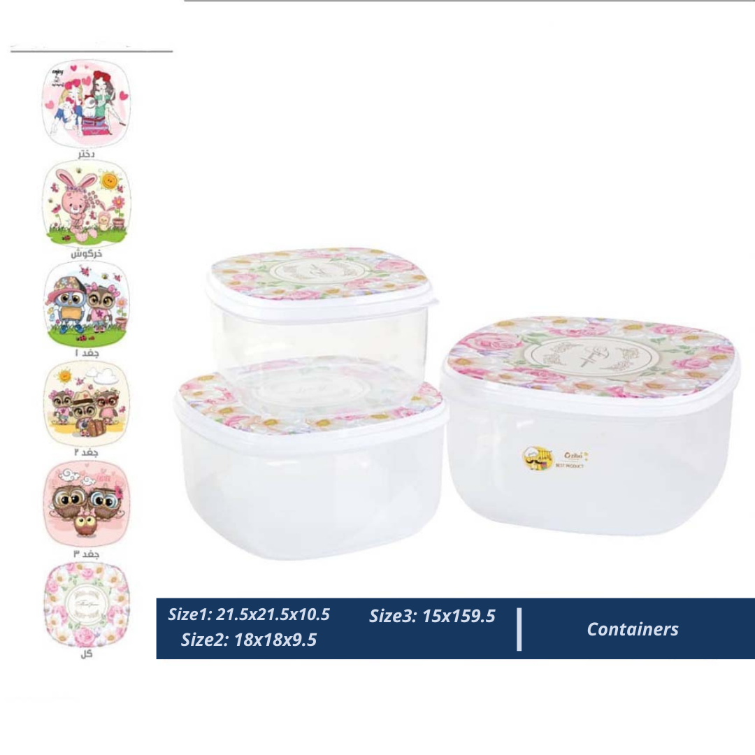 ZIBA - Jumbo Snack Box Nested Food Containers 3pc-Set FREE DELIVERY