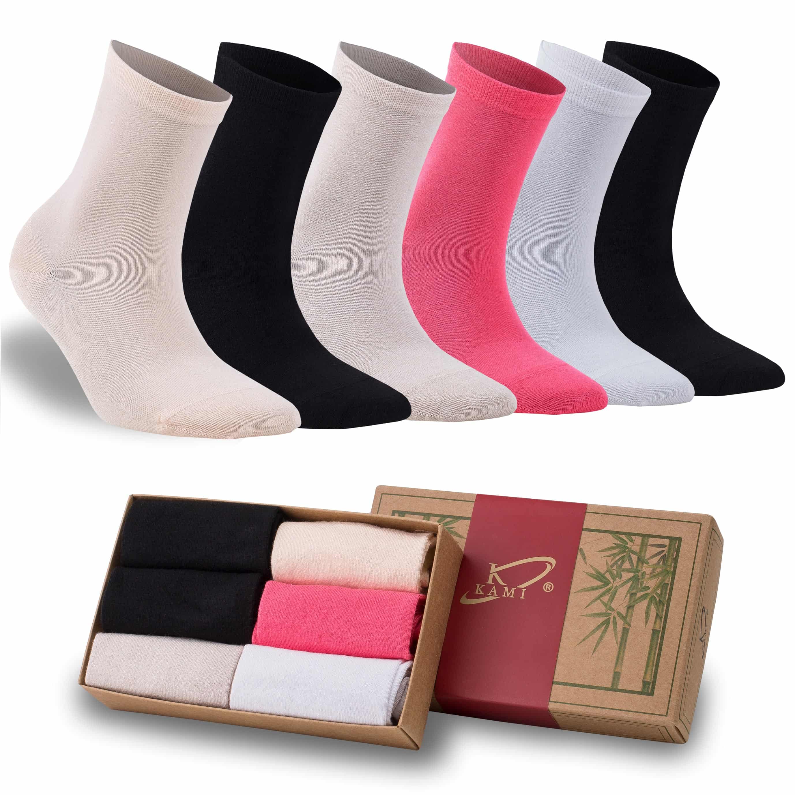 Kami Ladies Socks,Ultra Smooth Soft Bamboo Socks Anti Bacterial, Anti Odor 6 Pairs-Kami-women socks