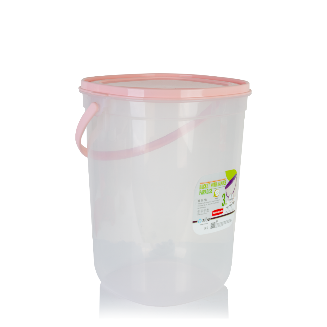 ZIBA 10 liter round plastic bucket with lid container