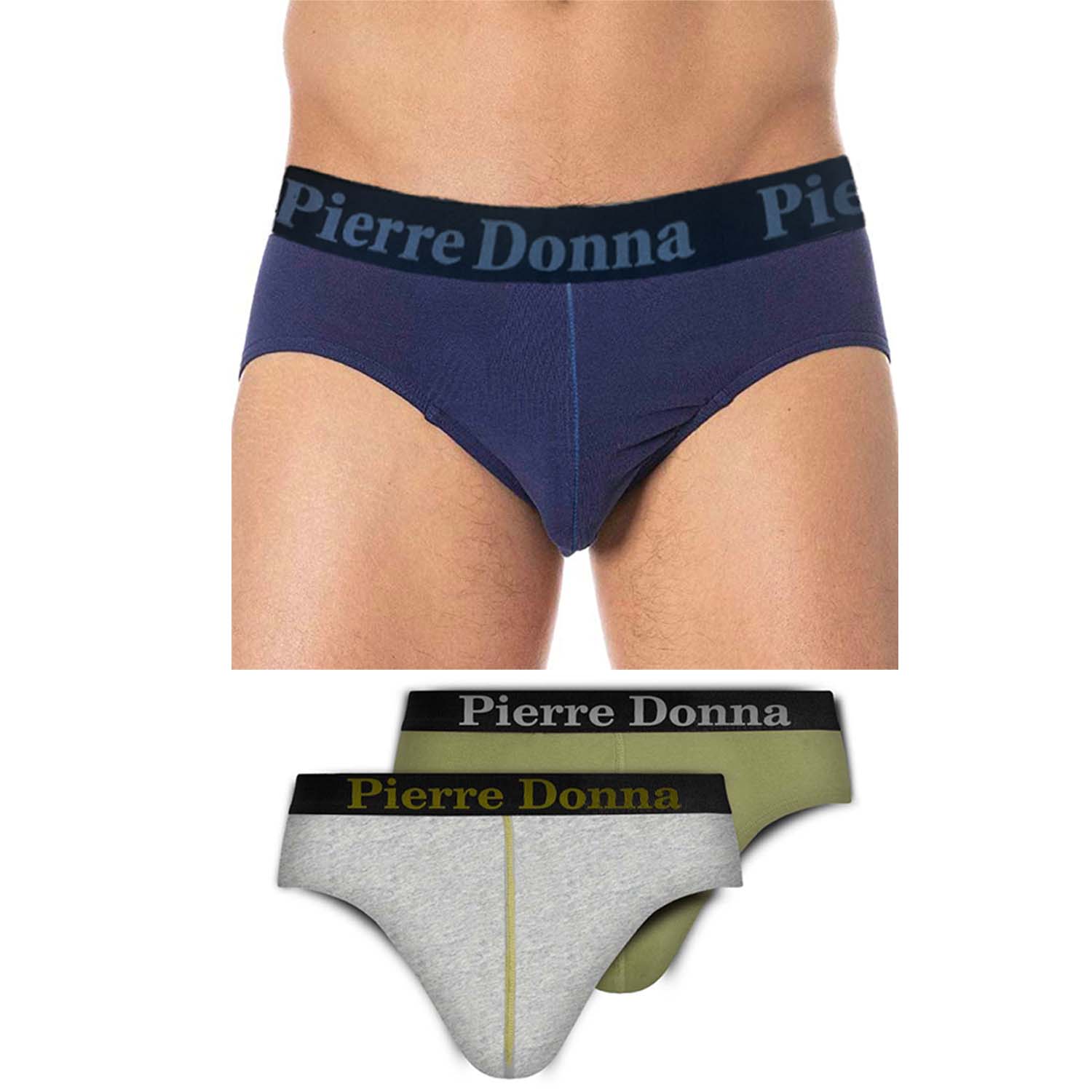Boxer Shorts Pierre Donna Brief Underwear For Men (pack of 2)(grey & green)
