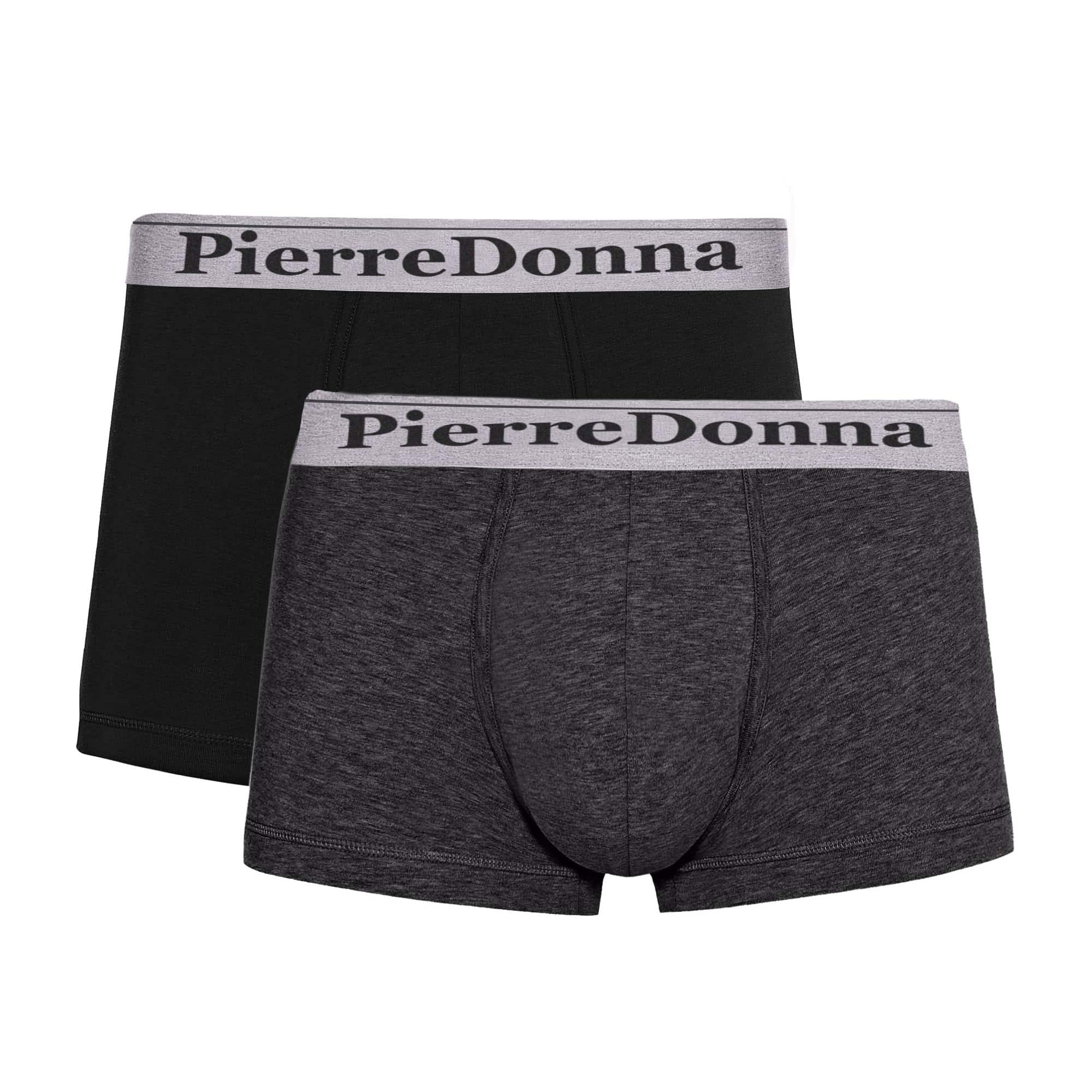 Pierre Donna Boxer Underwear For Men (pack of 2)(black & dark grey)