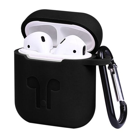 Airpod Generation 1 and 2 Black Silicon Cover Super Protective (With Hanger)