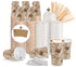 Insulated Paper Hot Coffee Cup with Wooden Spoons & Carton (50 Pieces Set)