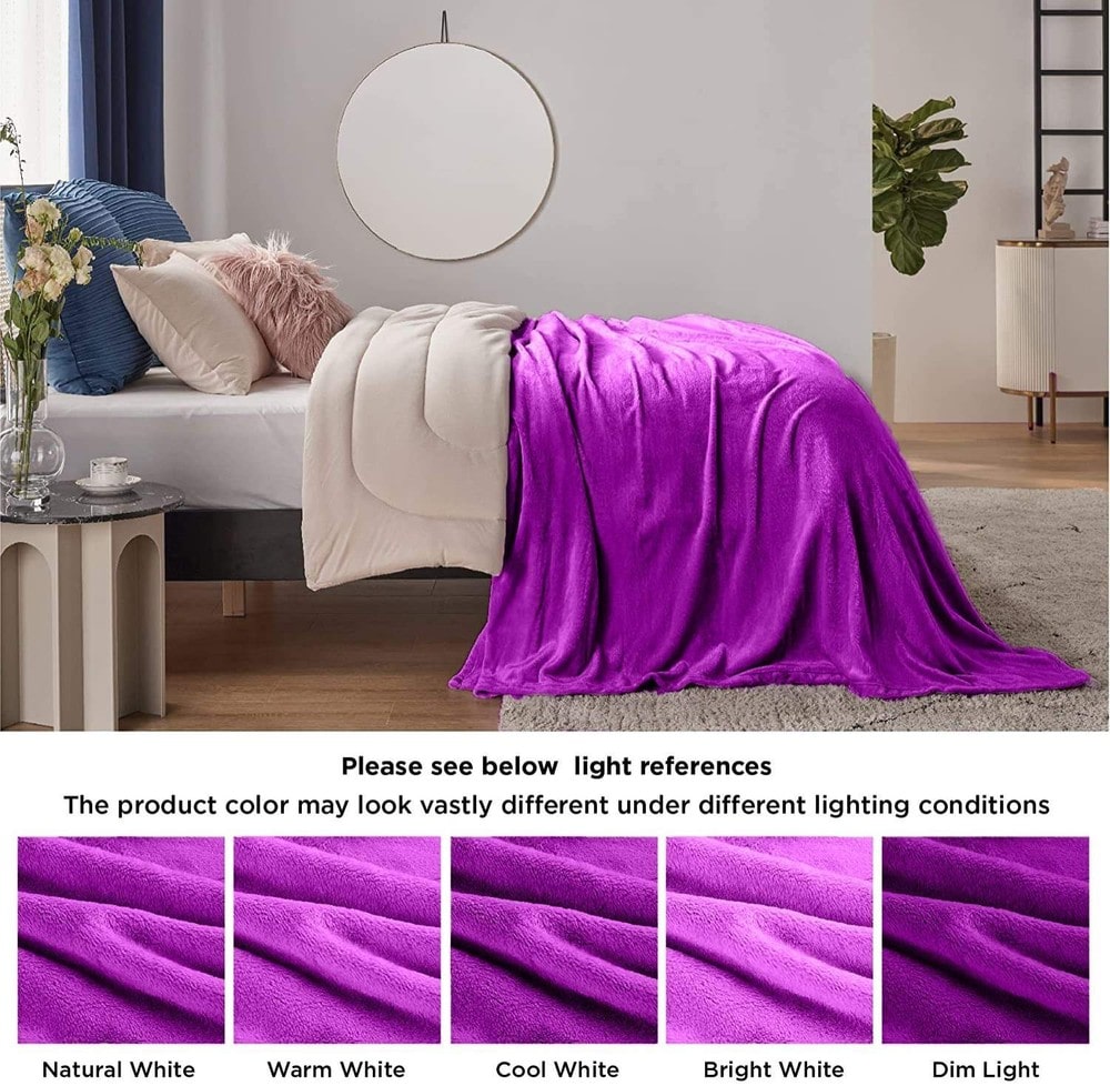 Throws  King size Fleece Flannel Blanket 200X220 (purple
