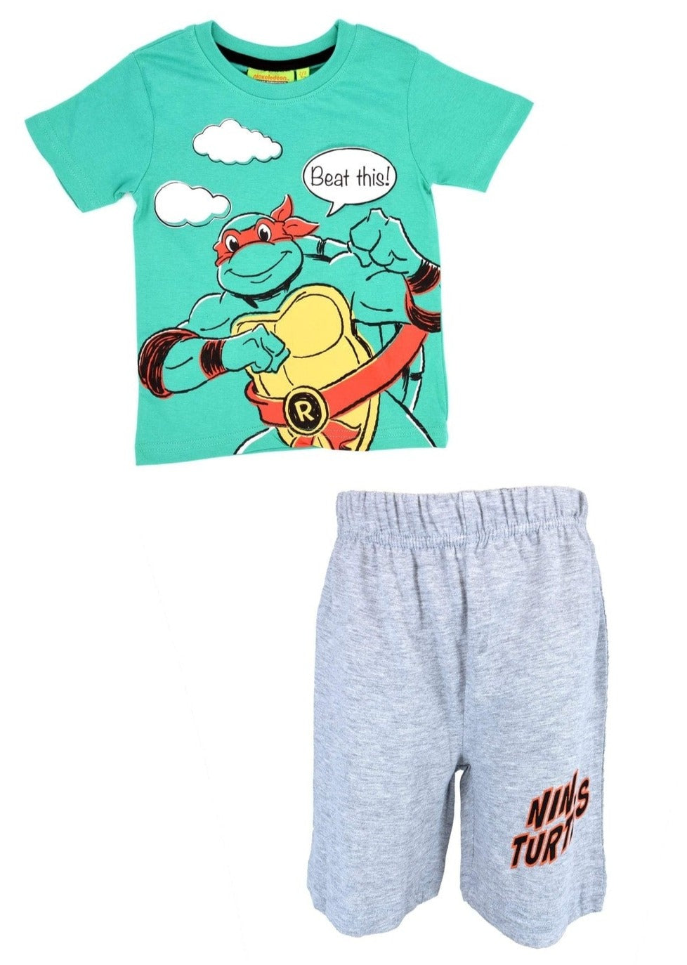 Ninja Turtle Nickelodeon®️ Character Boys T-shirt & Short Set for Kids Nickelodeon High quality Cool Graphic printed T-Shirt & Short Set - Dealz Souq