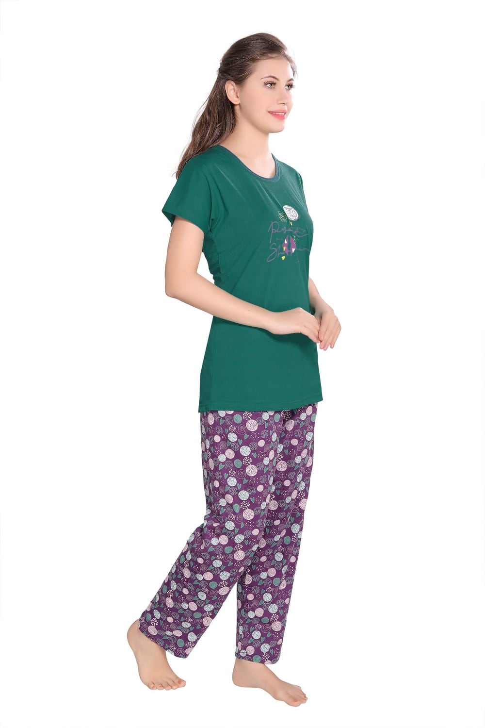 Pierre Donna Women's Cotton Pajama set With Pants - Women Sleepwear
