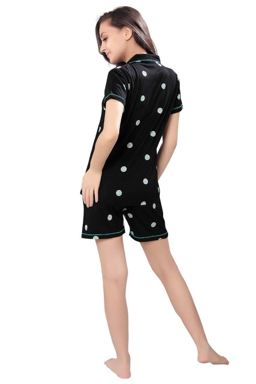 Pierre Donna Women's Cotton Pajama set With Pants - Women Sleepwear Black Color AVL - Dealz Souq