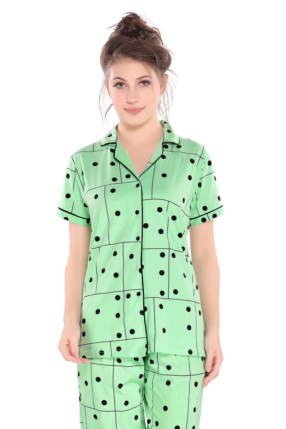 Pierre Donna Women's Cotton Pajama set With Pants - Women Sleepwear Green Color - Dealz Souq