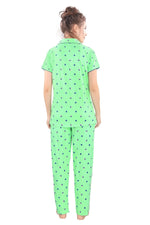 Pierre Donna Women's Cotton Pajama set With Pants - Women Sleepwear Green Color AVL - Dealz Souq