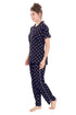 Pierre Donna Women's Cotton Pajama set With Pants - Women Sleepwear Navy Blue Color - Dealz Souq