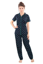 Pierre Donna Women's Cotton Pajama set With Pants - Women Sleepwear Navy Blue Color AVL - Dealz Souq
