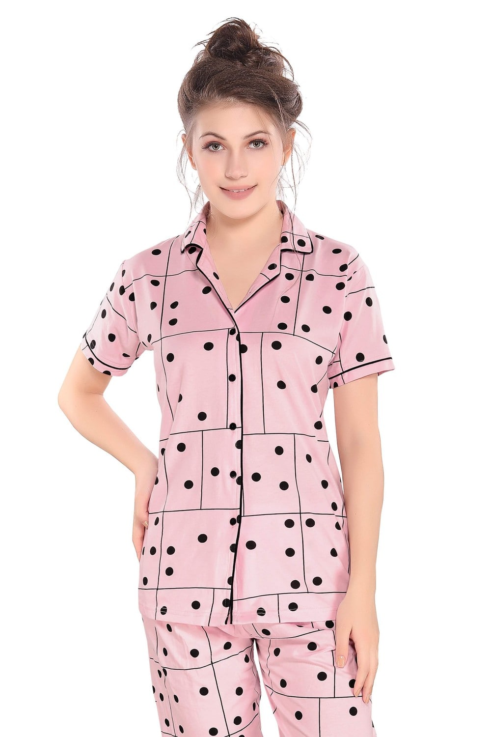 Pierre Donna Women's Cotton Pajama set With Pants - Women Sleepwear Pink Color - Dealz Souq