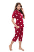 Pierre Donna Women's Cotton Pajama set With Pants - Women Sleepwear Red Color AVL - Dealz Souq