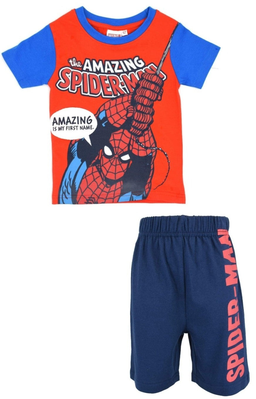 The Amazing Spiderman Marvel®️ Character Boys T-shirt & Short Set for Kids Marvel High quality Cool Graphic printed T-Shirt & Short Set - Dealz Souq