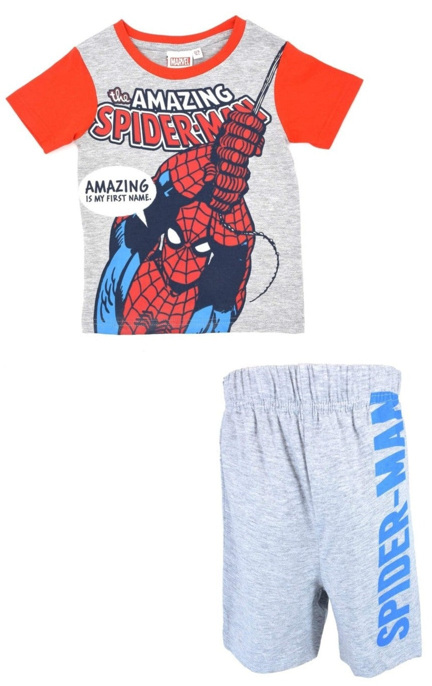 The Amazing Spiderman Marvel®️ Character Boys T-shirt & Short Set for Kids Marvel High quality Cool Graphic printed T-Shirt & Short Set - Dealz Souq