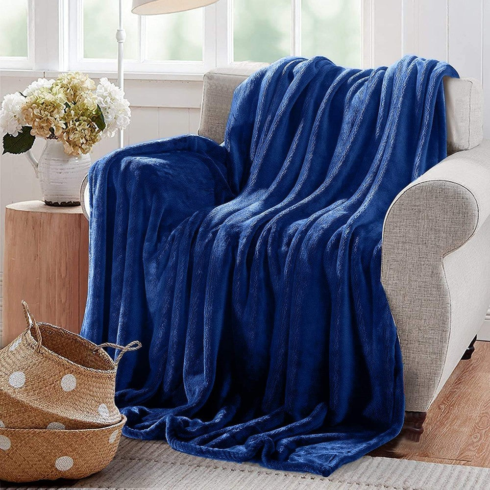 fluffy blanket Fluffy Blanket Fleece Flannel throws (Single 150X200 CM) Admiral Blue color Dealz Souq