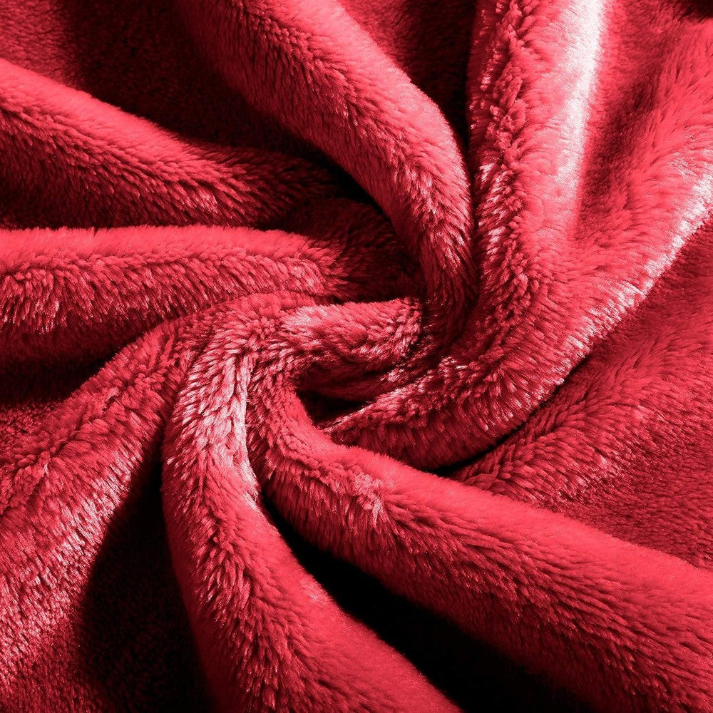 fluffy blanket Fluffy Blanket Fleece Flannel throws (Single 150X200 CM) Burgundy Red Dealz Souq