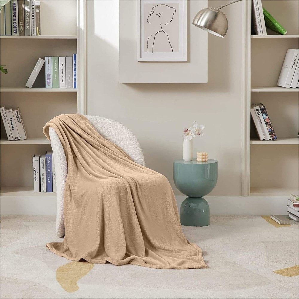 throws blanket Throws Blanket Fleece Flannel (Single 150X200 CM) Peanut Brown Dealz Souq