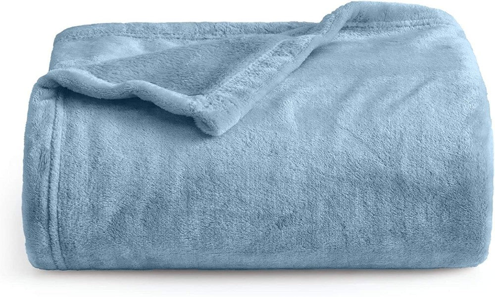 throws Throws single Blanket Fleece Flannel (Single 150X200 CM) Sapphire Blue Dealz Souq