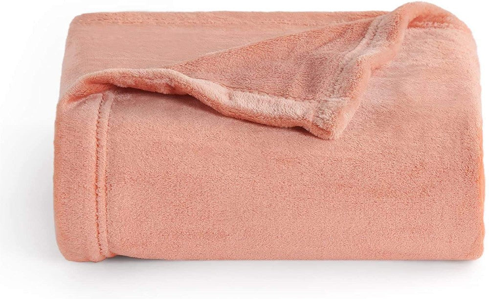 Throw Travel Blanket Fleece Flannel (Single 150X200 CM) Soda Orange - Dealz Souq